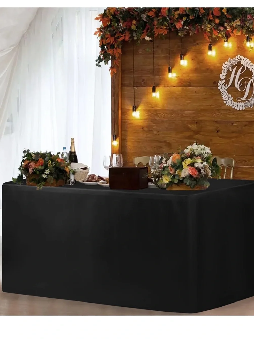 Black Fitted Tablecloths for 4Ft Tables (2 pack)